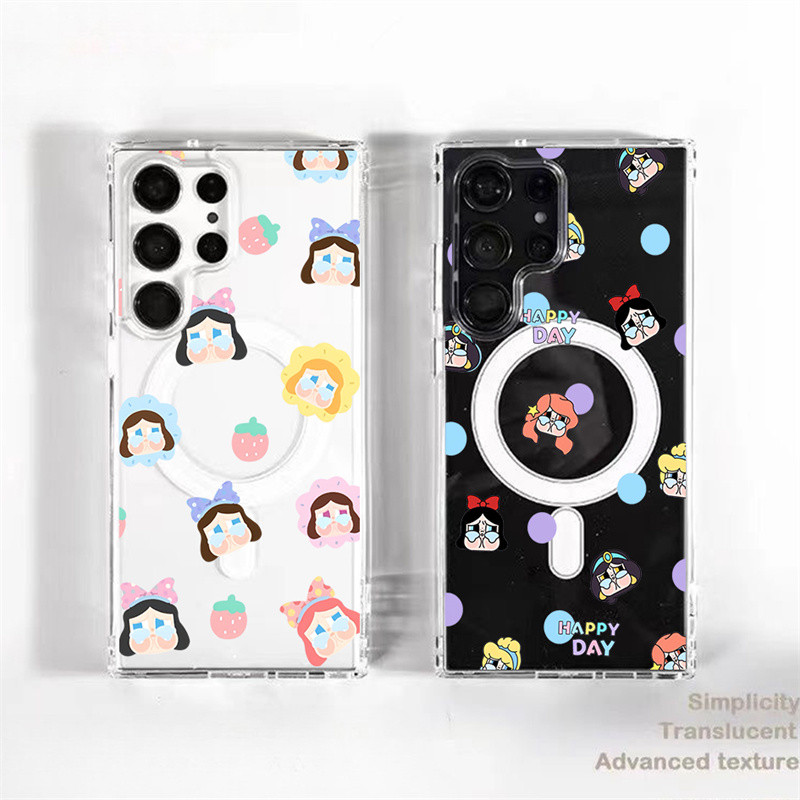 SAMSUNG สําหรับsamsung S25 S24 Ultraการ์ตูนPOP MARTสตรอเบอร์รี่Crybaby Sanrio Hello Kittyแม่เหล็กอะคริลิคClearกรณีSamsung S24 Plus S25 + S23U S22 Ultra S22 + S23FEกันกระแทก