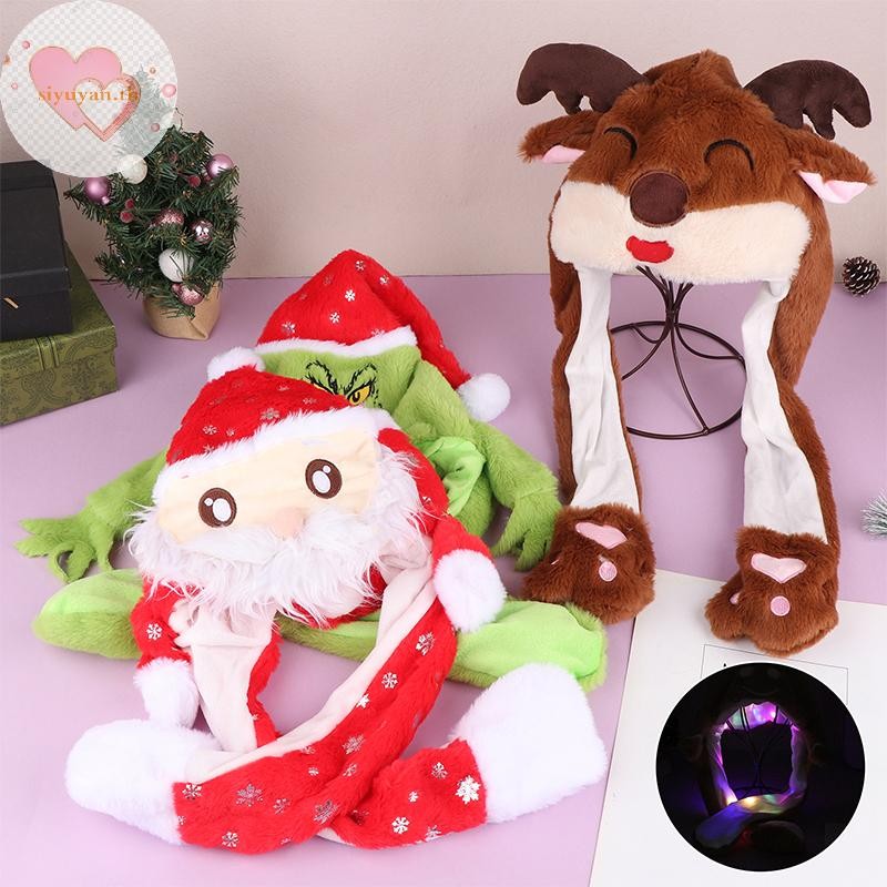 Siyuyan คริสต์มาสหูย้ายหมวก Grinch Santa Claus Plush หมวกเด็กผู้ใหญ่ฮาโลวีนคริสต์มาสของขวัญ TH