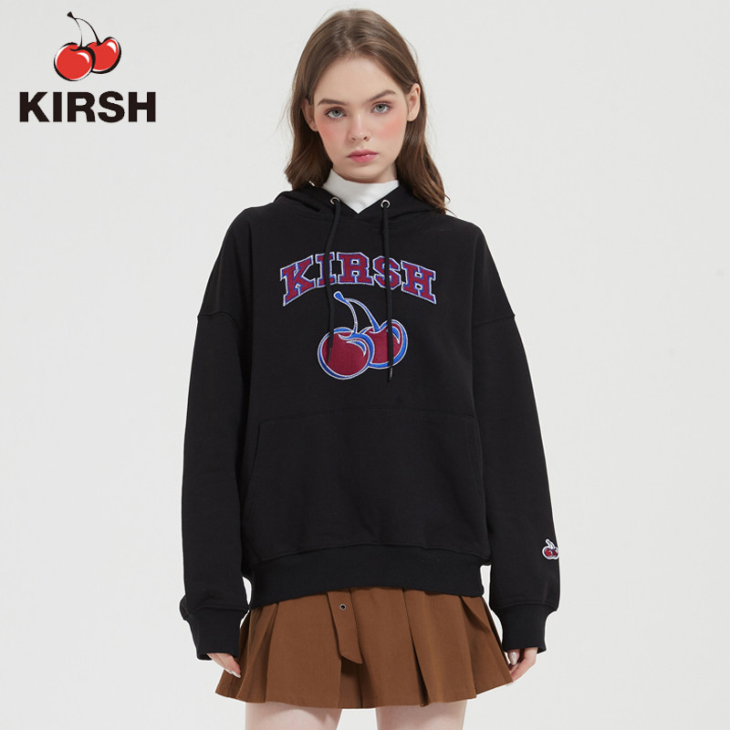 พร้อมสต็อก kirsh Big Cherry เสื้อกันหนาวผู้หญิง Hooded Pullover สีดําห้าสีเทาสไตล์ใหม่ฤดูใบไม้ร่วงฤด