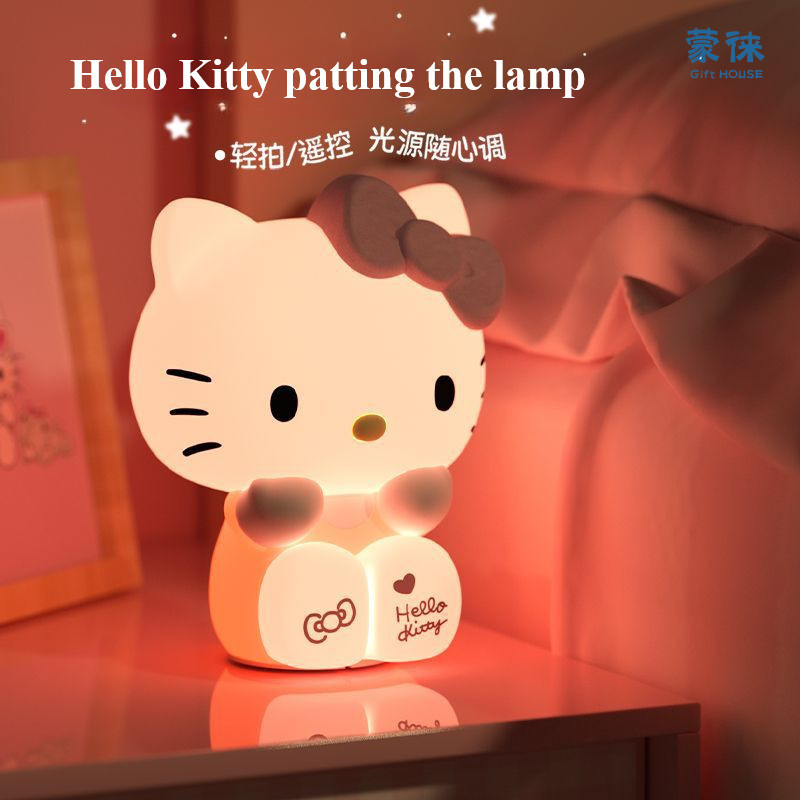 Sanrio Hello Kitty Kuromi Pat Night Light สาวห้องนอน Bedlight อะนิเมะ Melody Night โคมไฟเดสก์ท็อปตกแต่งเครื่องประดับสาวของขวัญ