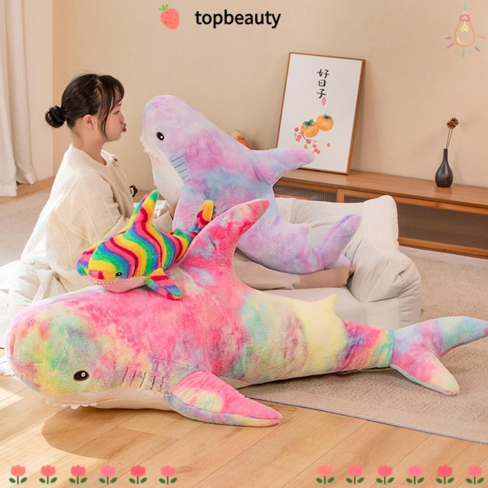 Topbeauty หมอนตุ๊กตาฉลาม,30/45/60ซม.หมอนฉลามสีสันสดใสของเล่นตุ๊กตา,หมอนอิงตุ๊กตาของขวัญวันเกิดตุ๊กตาสัตว์ยัดไส้นุ่มของเล่น
