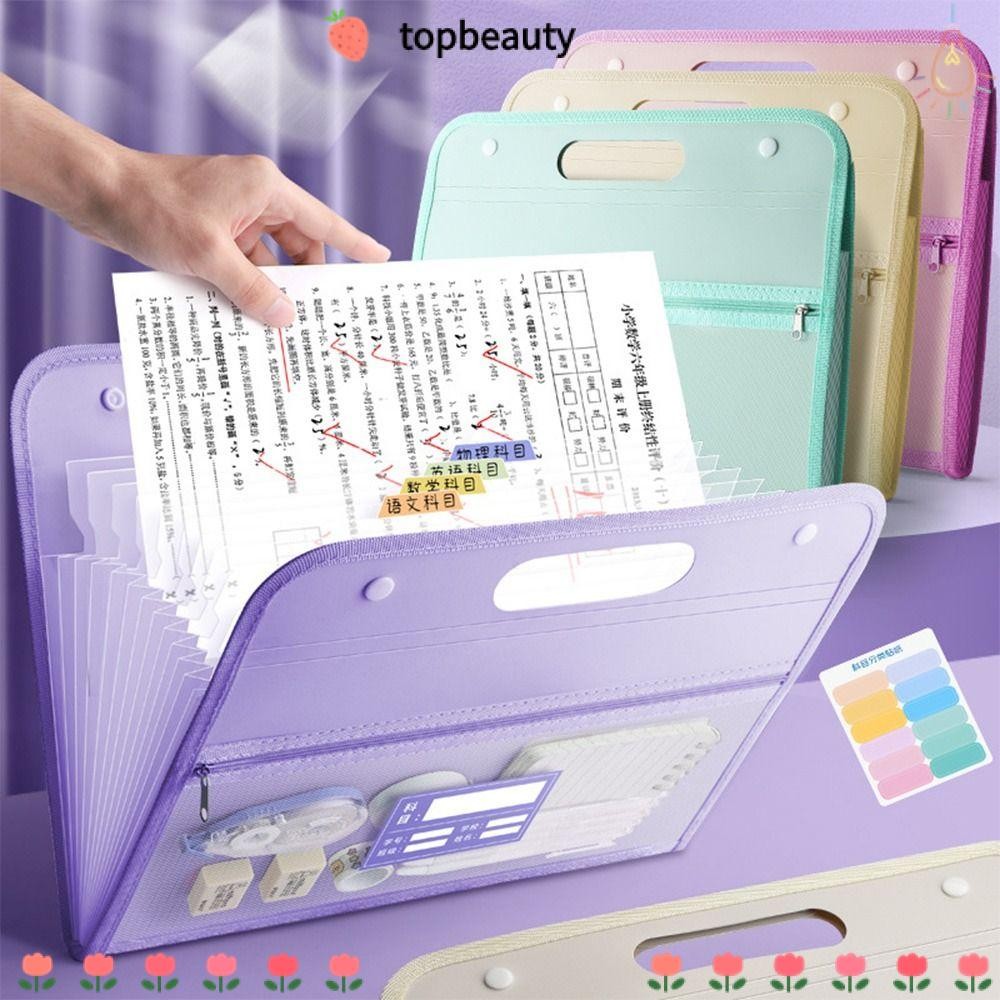 Topbeauty แฟ้ม A4, กันน้ําทดสอบกระดาษจัดเก็บออร์แกนกระเป๋า,แบบพกพา 13 กระเป๋าการจําแนกการจัดเก็บ PP แฟ้ม Organizer ของขวัญ