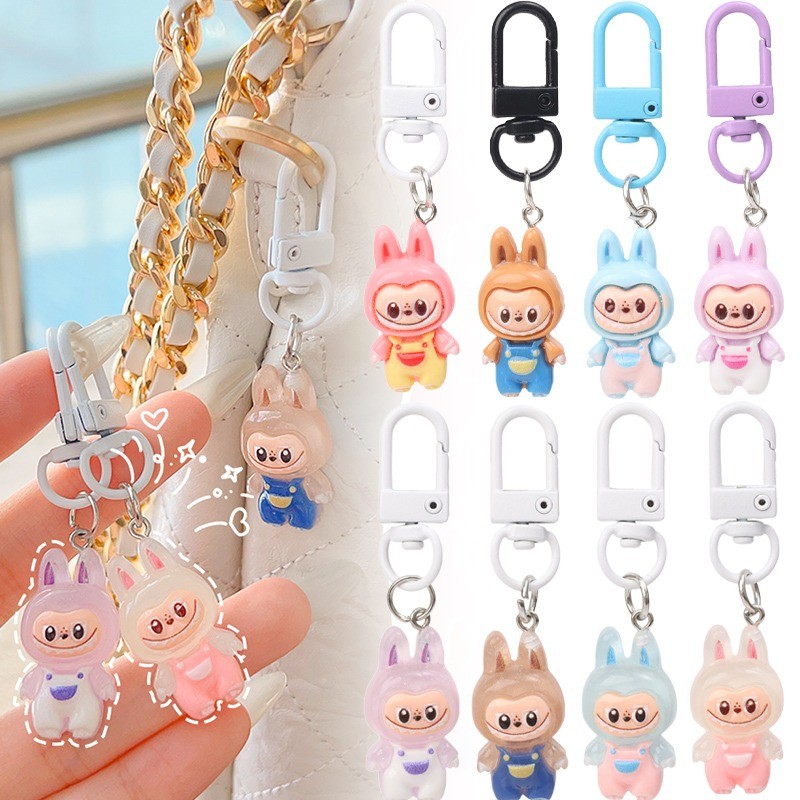 1/3/5 ชิ้นน่ารัก Overalls Labubu พวงกุญแจจี้-ผู้หญิงแฟชั่น Key Chain กระเป๋าแขวนเครื่องประดับ