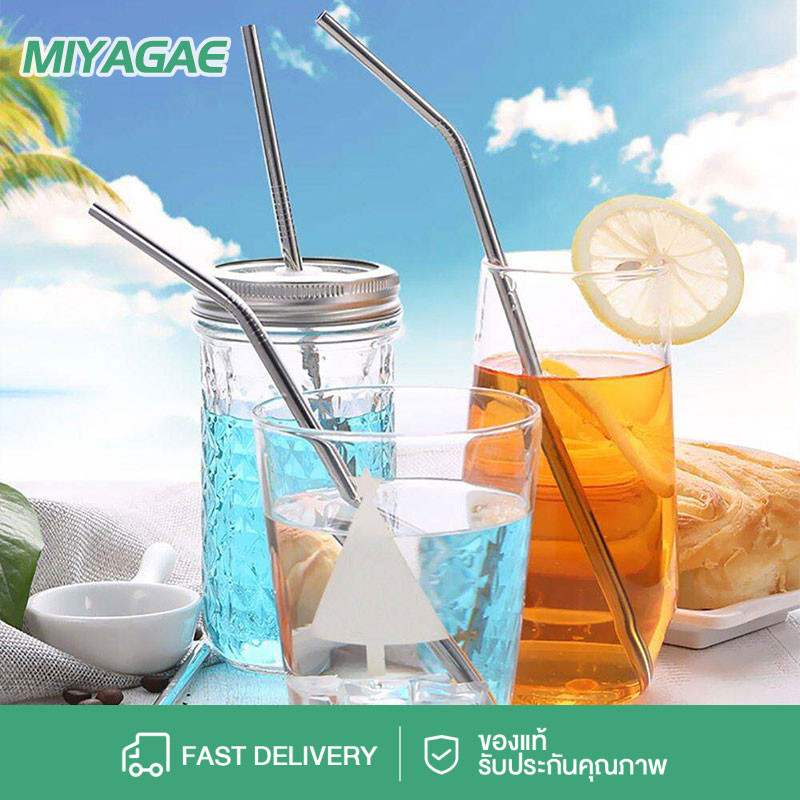 MIYAGAE สแตนเลสโลหะหลอดดูดเครื่องดื่มค็อกเทลแปรงทำความสะอาด สเตนเลส 304