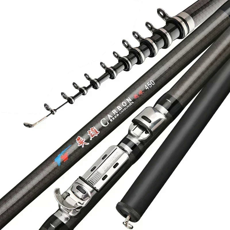 2.7M 3.6M 4.5M 5.4M 6.3M 7.2M Carbon Telescopic Rock Fishing Rod Ultra Light Rod Lure ปลาคาร์พ Trave