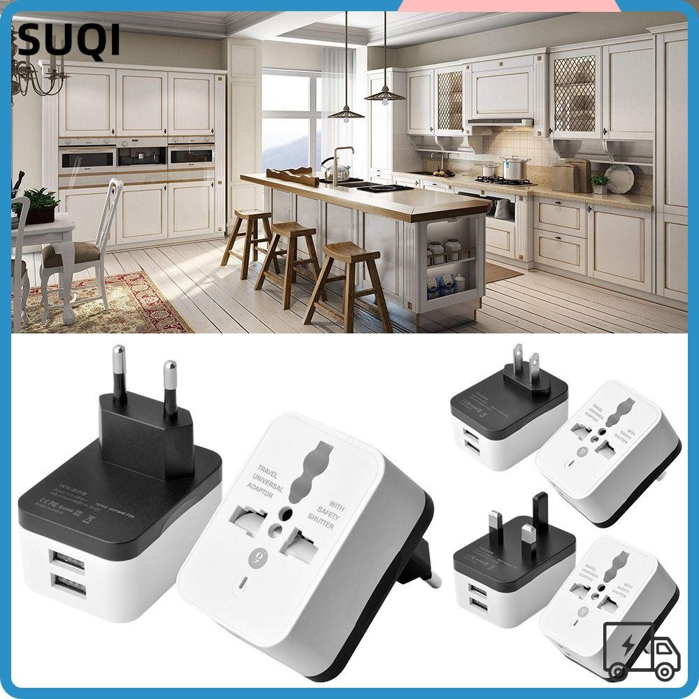 Suqi 1 ชิ้น UK EU US ถึง Universal ตัวแปลงไฟสากล ที่ชาร์จ เต้าเสียบ ปลั๊กไฟ แบบติดผนัง