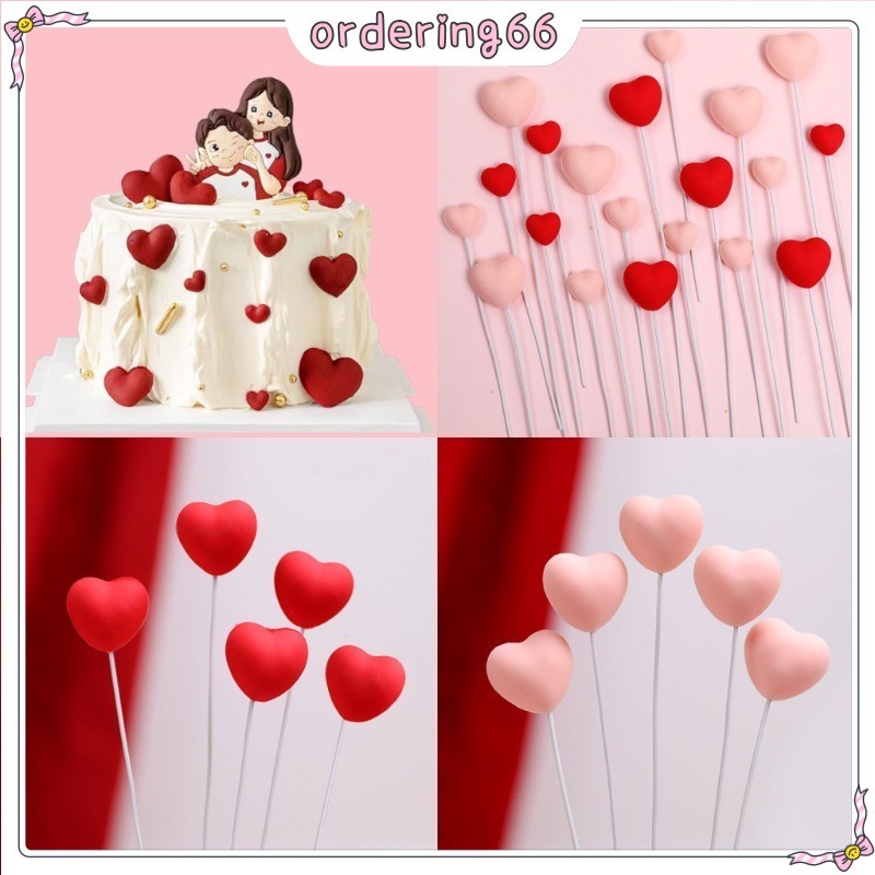 5ชิ้น/เซ็ตมีความสุขวันวาเลนไทน์เค้ก ที บน กาวนุ่มรูปหัวใจเค้กตกแต่งอุปกรณ์สําหรับสาวงานเลี้ยงวันเกิดโปรดปราน