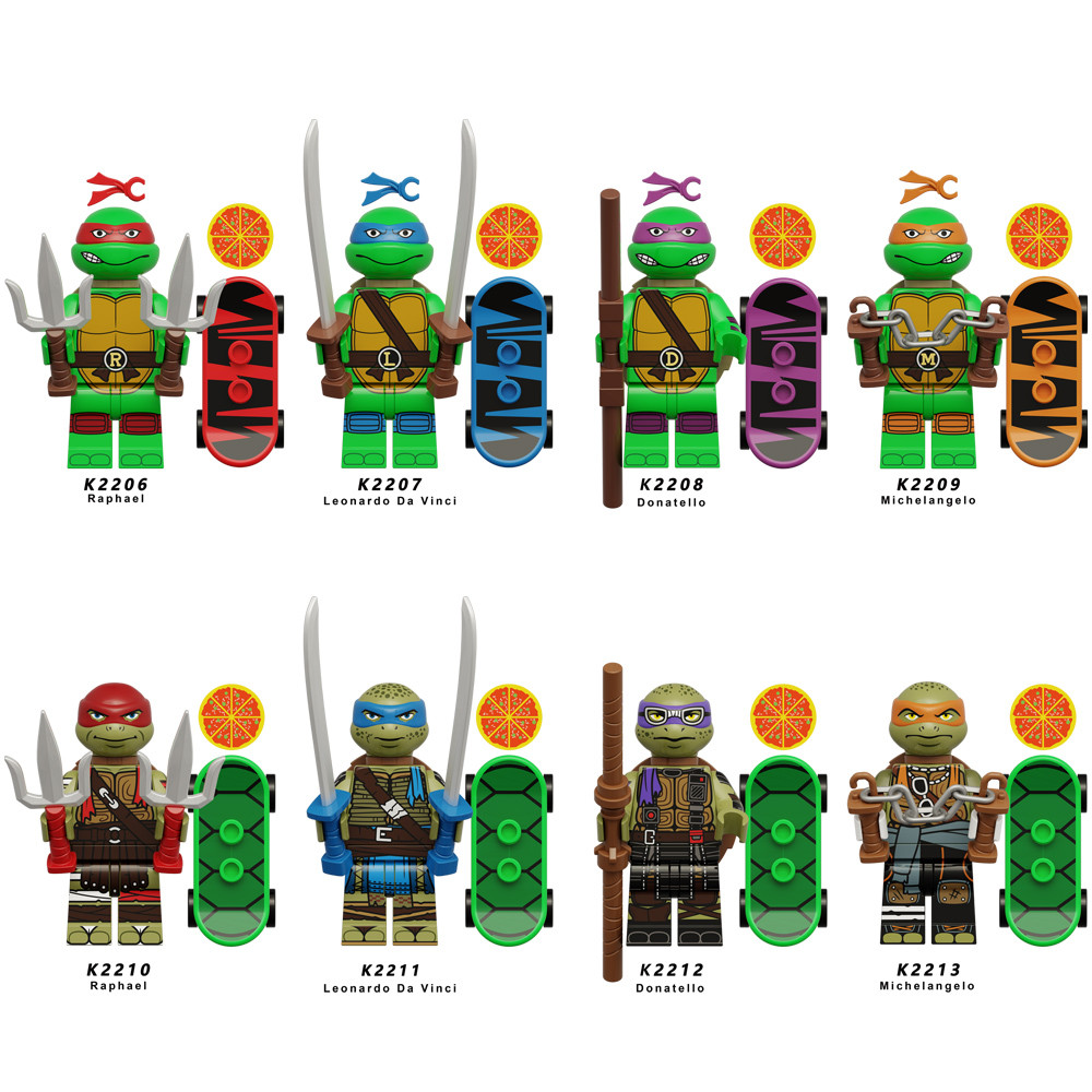 ใหม่ Raphael Leonardo Da Vinci DonatelloTeenage Mutant เต่า Michelangelo ภาพยนตร์บล็อกอาคารรูปของเล่นเด็กของขวัญ
