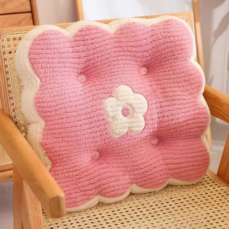 เบาะรองนั่ง เบาะรองนั่งเก้าอี้ ใช้พิงหลังได้ ลวดลายดอกไม้ หนานุ่มนั่งสบาย 40x40cm - รูปที่ 2