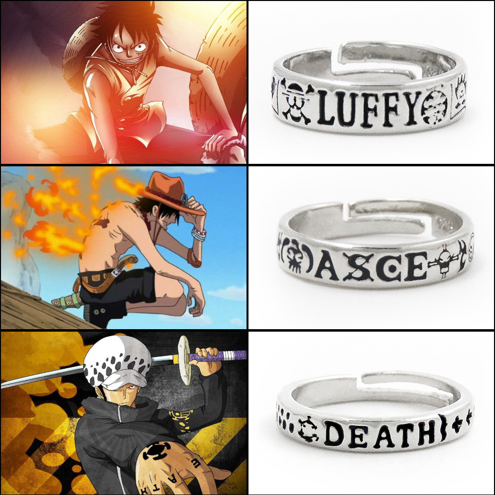 อะนิเมะ One Piece Limited Luffy Death หมวก Trafalgar กฎหมาย Portgas D Ace แหวนคอสเพลย์ Props ของขวัญเปิดแหวนปรับได้