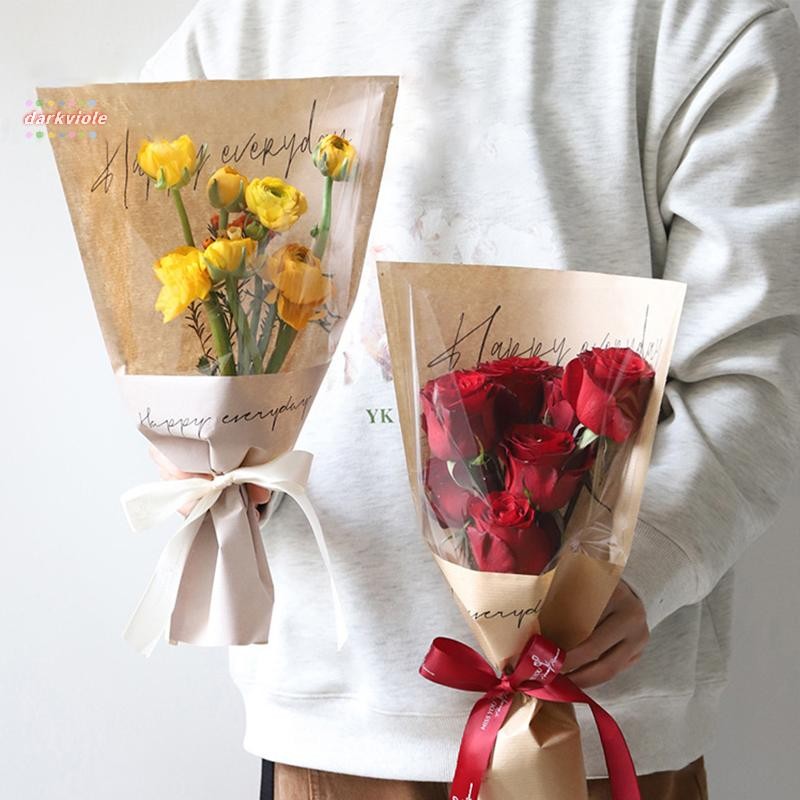 [darkviole] บรรจุภัณฑ์ดอกไม้กันน้ําถุงกระดาษหนังดอกไม้ศิลปะดอกไม้สดบรรจุภัณฑ์หลายถุงเครื่องประดับห่อของขวัญสากล [ใหม่]