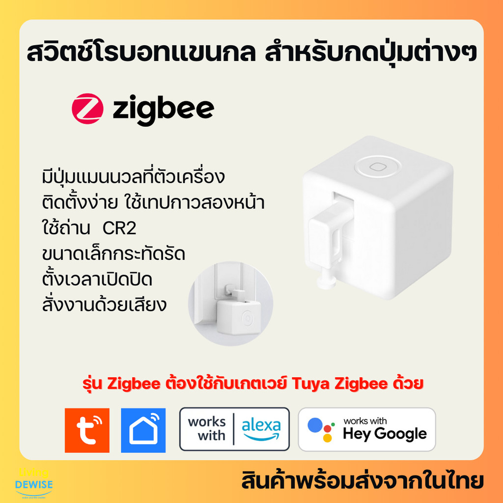 Adaprox สวิตช์แขนโรบอท Zigbee สำหรับกดเปิดปิดเครื่องใช้ไฟฟ้า ตั้งเวลาผ่านแอป สั่งเสียง Google Home,Alexa