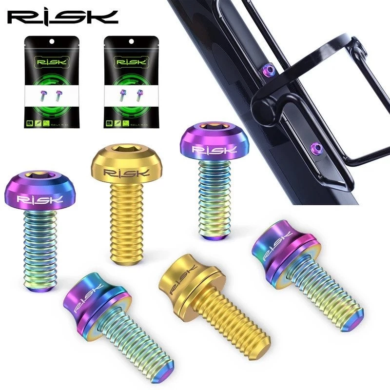 ความเสี่ยง m5x12mm จักรยานกรงขวดน้ำแก้ไขน็อตโลหะผสมไทเทเนียม MTB ถนนที่วางขวดจักรยานสกรูปั๊มน้ำสลักเกลียวคงที่