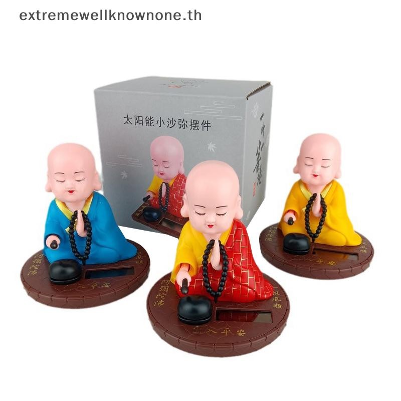 Ewth 1PC รถ Dash Board Home Office ตกแต่งพลังงานแสงอาทิตย์ Bobble เขย่าหัวเต้นรําของเล่นพุทธ Monk Figurines รูปปั้น EWTH