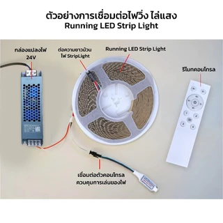 ไฟวิ่ง ไฟริบบิ้น ไฟมะรุม ไฟแช่ 24V ยาว10M LED 2835 126LED/M Strip Light 2835เอฟเฟกต์ 22โหมด
