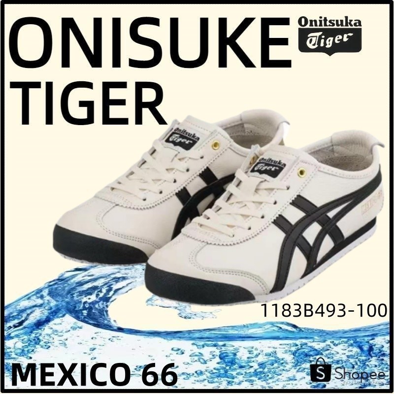 【ของแท้ 100%】Onitsuka Tiger Mexico 66 โอนิซึกะไทเกอร์ Beige/Black 1183B493-100 Low Top Unisex Sneakers