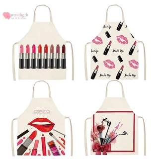 Renbg ยาทาเล็บ Lip Beauty ห้องครัวผู้หญิงผ้ากันเปื้อนทําความสะอาดในครัวเรือน Flax Pinafore Salon บ้านทําอาหารเบเกอรี่ผู้ใหญ่ Bib TH