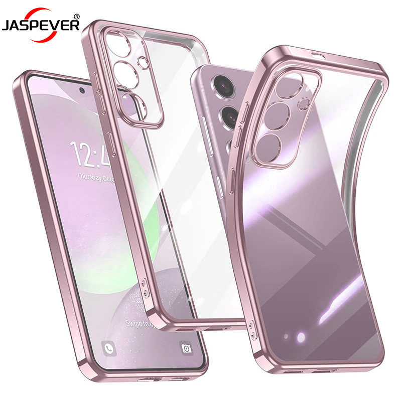 SAMSUNG หรูหราชุบซิลิโคนอ่อนนุ่มสําหรับsamsung Galaxy S24 S25 S23 FE Plus Ultra S25 + S25plus S25ultra S24FEใสกรณี