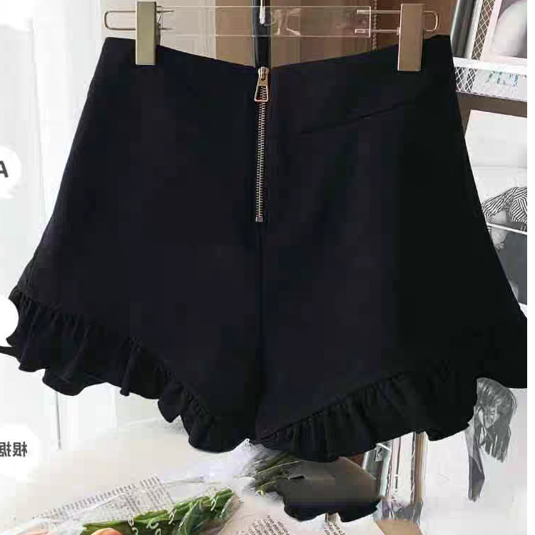 กางเกงขาสั้นสุภาพสตรีฤดูร้อน เอวสูง Slimmer ดูซิป Ruffled ขากว้างแฟชั่นลําลอง