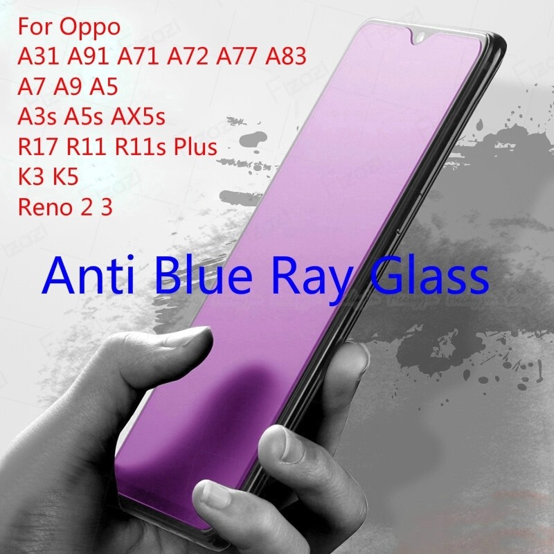 ฟิล์มกระจก กระจกนิรภัยป้องกันแสงสีม่วง 9H OPPO A92 A83 A52 A31 A12E A12 A7 A5S AX5S A3S A53 A33 A9 A
