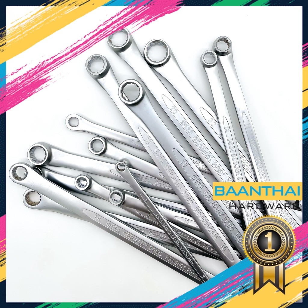 ประแจแหวนข้างปากตาย META ยาวพิเศษ ยิงทราย คอตรง มาตรฐานเยอร์มัน ISO 9001:2015