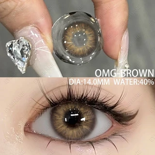 (มีค่าสายตา:0°-800°)คอนแทคเลนส์สายตาสั้นขายดี 1คู่ สีเทาน้ำตาล 1ปี 14mm มินิคอนแทคเลนส์สี จัดส่งฟรี