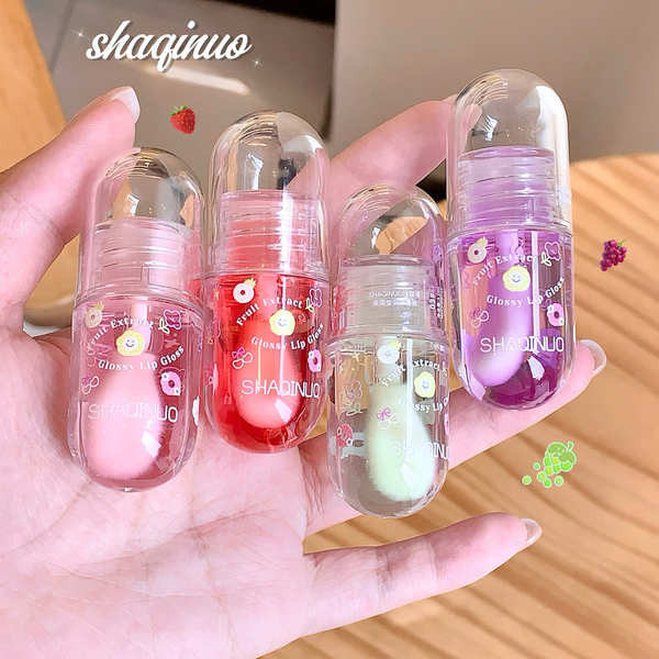 ลิป ออยล์ ลิปออย SHAQINUO สารสกัดจากผลไม้ให้ความชุ่มชื้นริมฝีปากน้ํามันแคปซูลขนาดใหญ่เคลียร์เยลลี่ลิปกลอสให้ความชุ่มชื้นให้ความชุ่มชื้นต่อต้านการแตกร้าวลิปบาล์ม