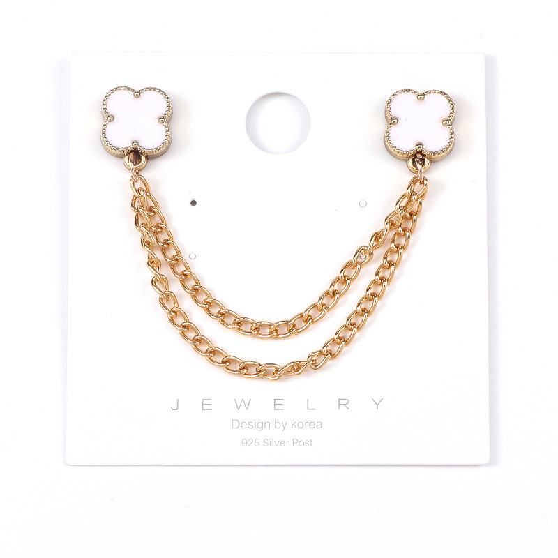 yunyuUAN เกาหลีรุ่นโคลเวอร์สี่ใบแม่เหล็กหัวเข็มขัดโซ่กางเกงขาปุ่มปรับเสื้อปกตกแต่งเข็มกลัดโซ่โดยไม่ต้องเย็บหัวเข็มขัดแม่เหล - รูปที่ 7