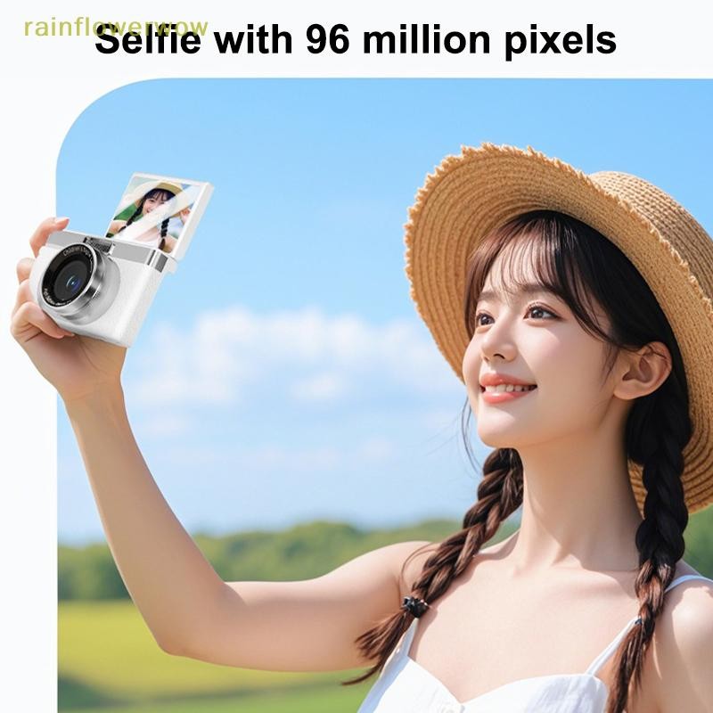 กล้องดิจิตอลC&B CCD Travel 180°Flip Screen Selfie Camara 96MP Autofocus 8X Zoom Entry-Level Kids Camara กล้องการ์ดแบบพกพา (th)