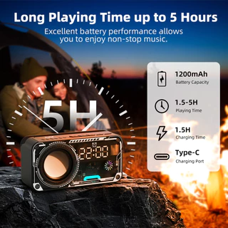 GOOJODOQ Wireless Bluetooth Speaker Mechanical Wind Design Accurate Time Display Advanced Bluetooth 5.3LED RGB Lighting