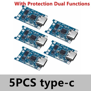 5pcs 5V 1A Micro/Type-c/ 18650 TP4056 แบตเตอรี่ลิเธียมโมดูลชาร์จบอร์ดพร้อมฟังก์ชั่นป้องกัน Li-ion