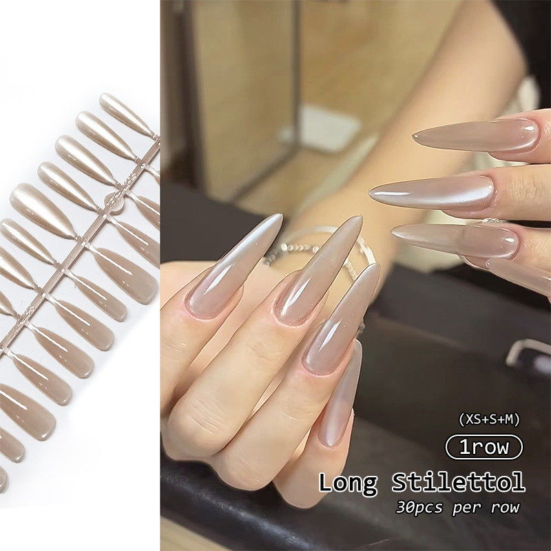 UR SUGAR 30 ชิ้น XS SM Nude กดบนเล็บ UV เจลแม่เหล็กเล็บปลอม Handmade เล็บปลอมเล็บเทียมเคล็ดลับ - รูปที่ 5