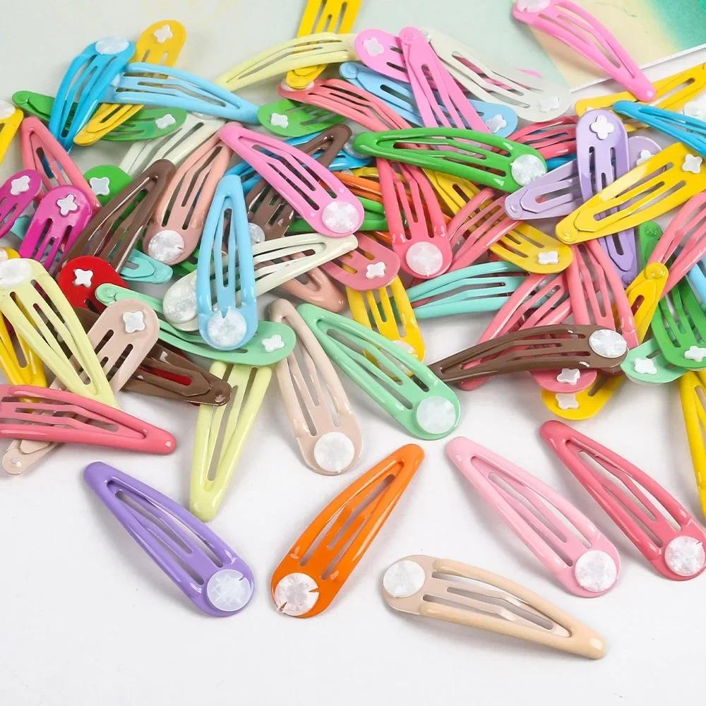 10pcs Iron Snap Hairpin สีสัน Water Drop Shape BB กิ๊บติดผมสําหรับ DIY Headwear เครื่องประดับอุปกรณ์เสริมขายส่ง