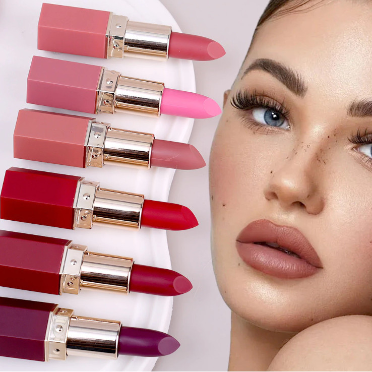 Handaiyan Nude Matte ลิปสติกกันน้ํา Long Lasting Lip Stick ไม่ซีดจางเซ็กซี่ Nude สีแดงสีชมพูกํามะหยี่ลิปสติกแต่งหน้าเครื่องสําอาง