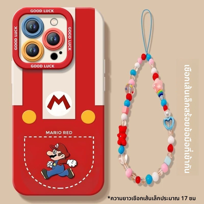 [Mario Kart] เคสโทรศัพท์ซิลิโคนสำหรับ iPhone 16/15/14/13 Pro Max Plus พร้อมสายรัดข้อมือ