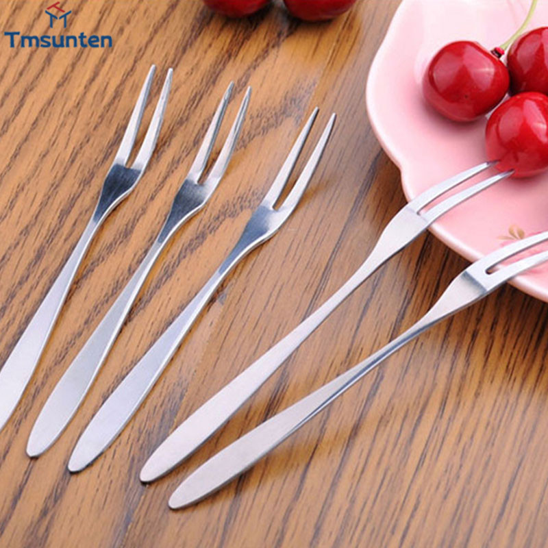 ช้อนส้อมสแตนเลส ส้อมผลไม้ ส้อมขนมไหว้พระจันทร์ 2 ซี่ Tmsunten - รูปที่ 3