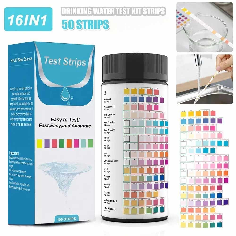 16 in 1 Water Test Kit Professional Hardness Testing Kits Accessory Tap and Water Test Strips with H