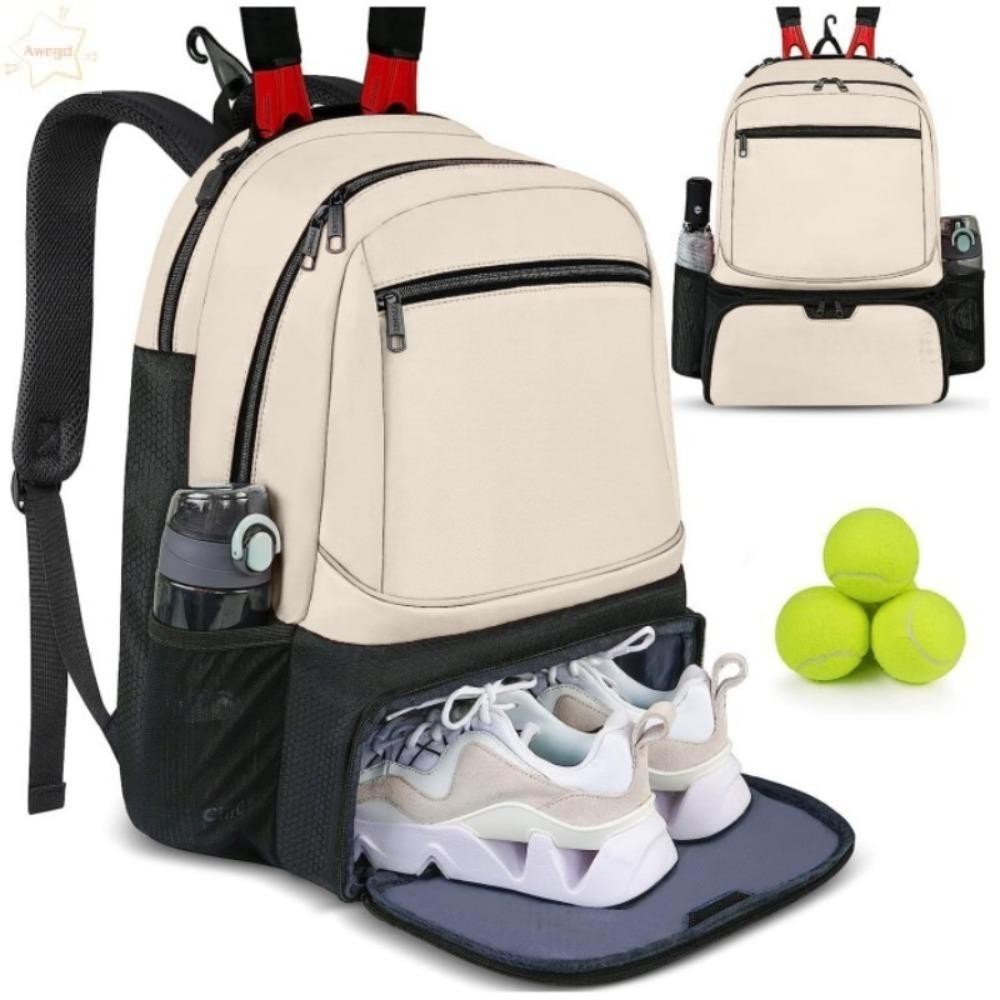 AWNGD กระเป๋าเป้สะพายหลังเทนนิส,ซิปปิด Reversible Pickleball Rackets Backpack, Professional ความจุขนาดใหญ่ Strong พร้อมกระเป๋ารองเท้าไม้เทนนิสกระเป๋าถือสําหรับผู้ชายผู้หญิงกีฬา