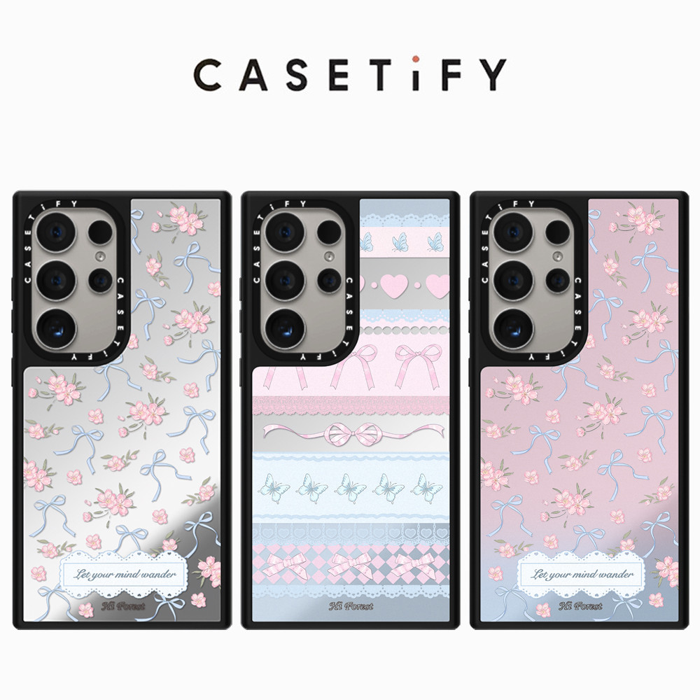 Forest Morning Post Bowknot Mirror Case สําหรับ Samsung S25 24 23 UItra S25 24 23 Plus กันกระแทกป้องกัน Hard Casing