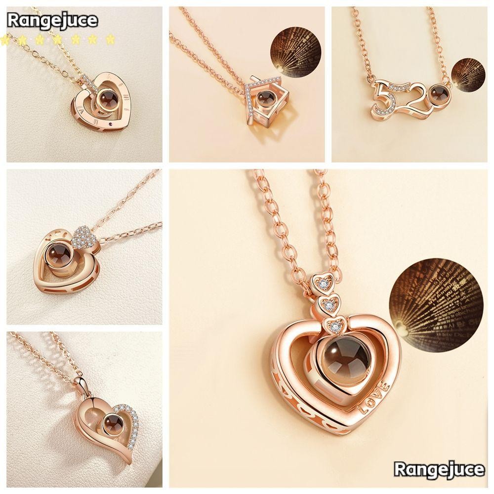 RANGEJUCE สร้อยคอฉายภาพ Bijoux ของขวัญจี้วันวาเลนไทน์ปัจจุบันแฟชั่นโรแมนติกฉันรักคุณ