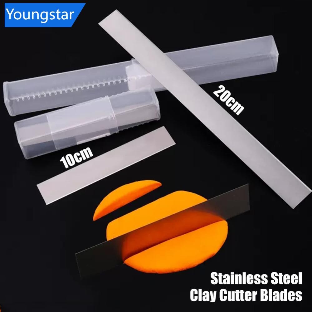 YOUNGSTAR 10 ซม./20 ซม.สแตนเลสสตีลเครื่องตัดดินใบมีดเครื่องปั้นดินเผาเครื่องตัดหัตถกรรม DIY Polymer Clay ตัดเครื่องมือ W9X2