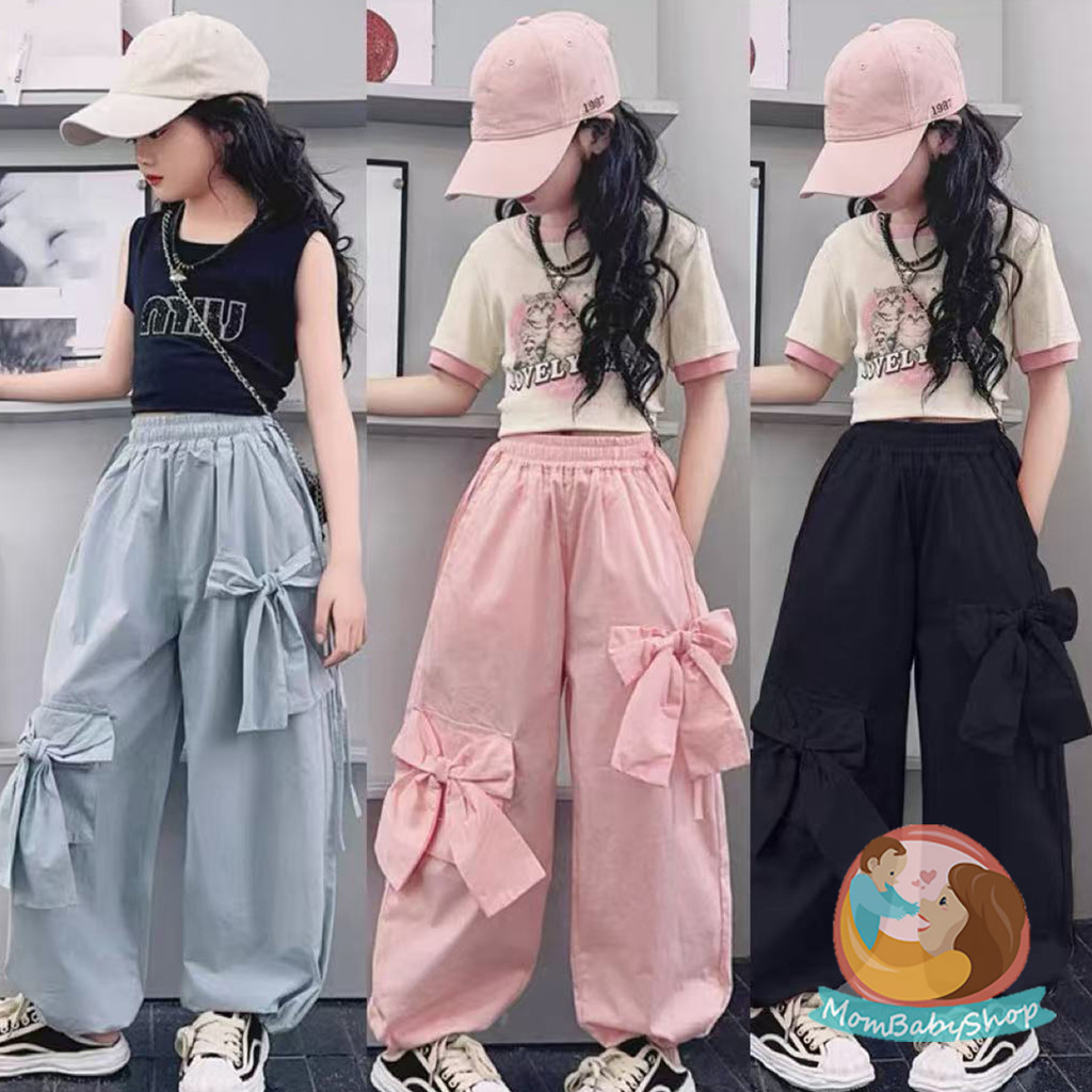 กางเกงขากว้างเด็กผู้หญิง เท่ ทันสมัย
