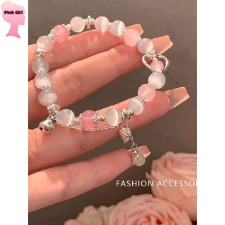 💋Pink girl💋​พร้อมส่ง กำไรข้อมือลูกปัดลายมัดย้อม สีพาสเทล ยางยืด ' BRL-6