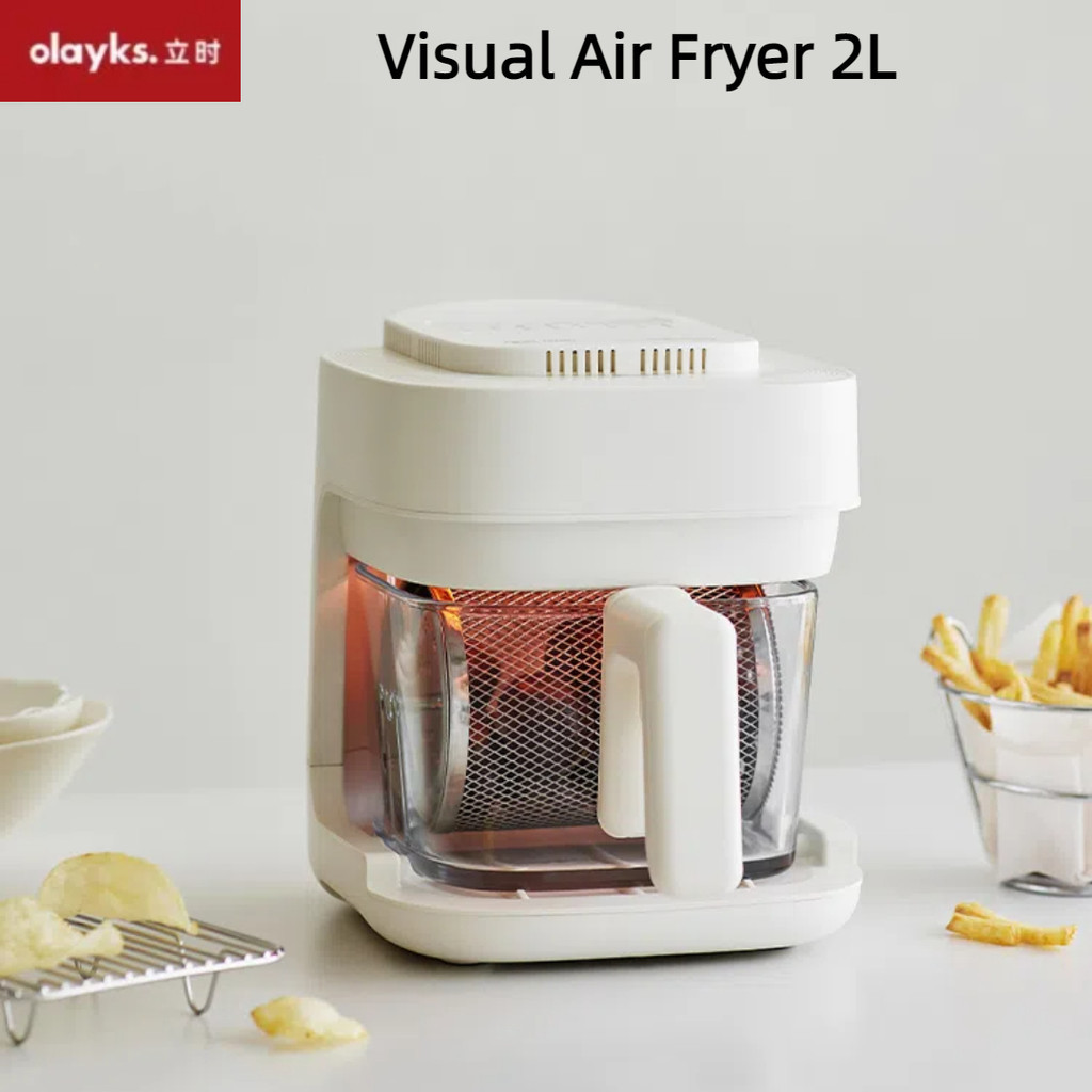 Olayks Air Fryer 2L Glass Household Visualized Multifunctional Smart Electric Fryer No Flip