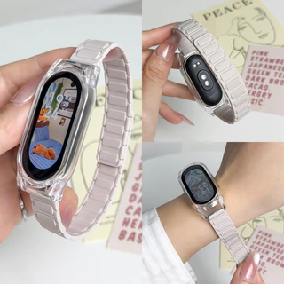 สายรัดห่วงแม่เหล็กสําหรับ For Xiaomi Mi Band 10 9 8 7 6 5 4 3 อุปกรณ์เสริมสายรัดกีฬาสร้อยข้อมือซิลิโคน for Miband 9/8/7/6/5/4/3 NFC