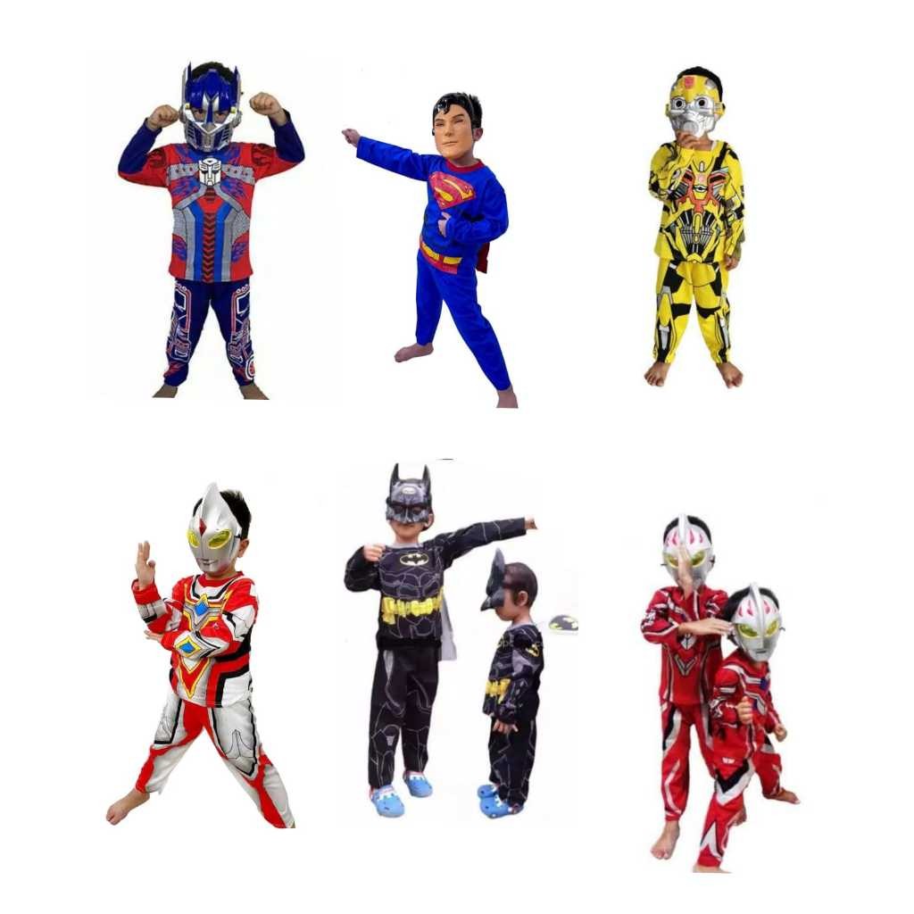 BATMAN SUPERMAN TRANSFORMERS BUMBLEBEE ULTRAMEN BOYS COSTUME พร้อมหน้ากาก