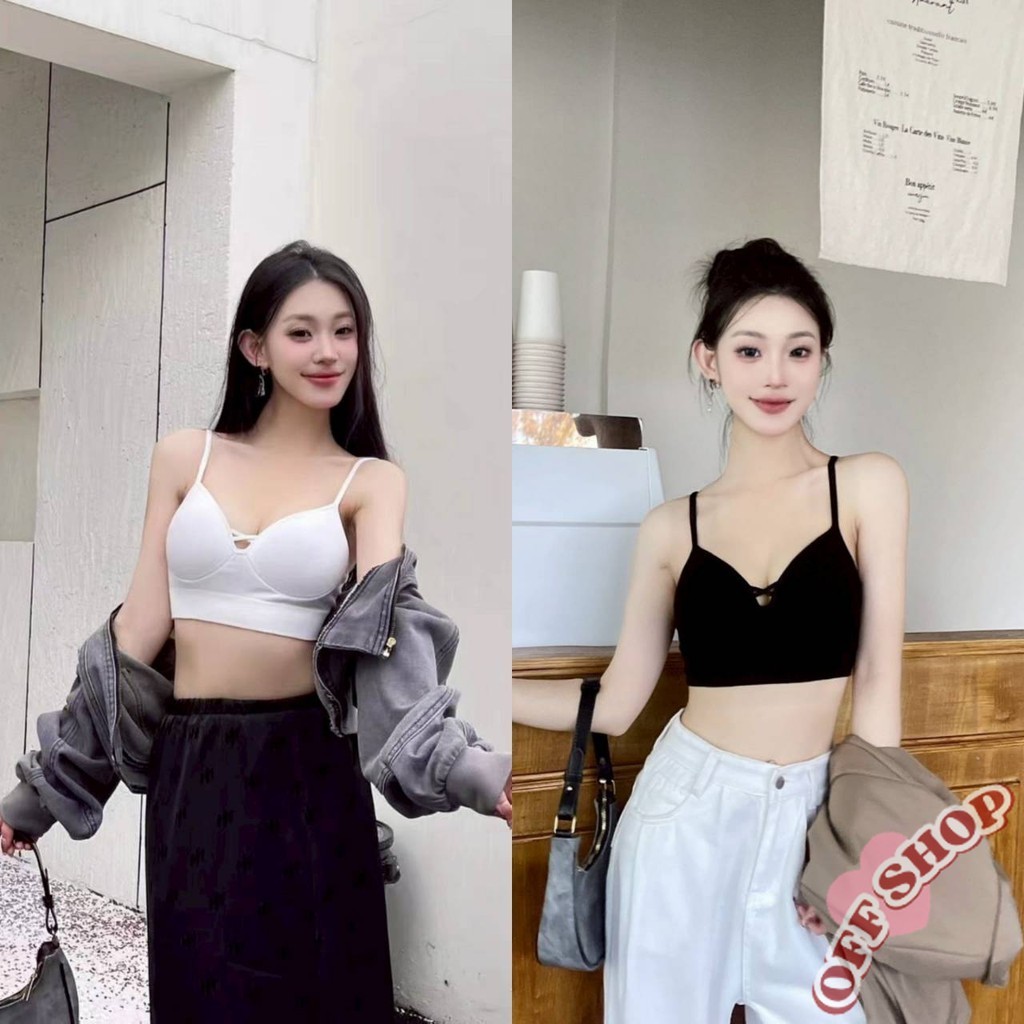 OFF SHOP 🥻ใหม่ 2025 บราสายเดี่ยว มีฟองน้ำในตัว สีสดใส ' FY766