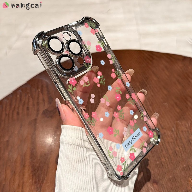 สําหรับ OPPO Reno 16 15 Pro Max ค้นหา X9 X9s Ultra A6 2026 A6T Pro A6S A6C A6K Reno16 เคสโทรศัพท์สีชมพูสีฟ้าดอกไม้ป้ายน่ารักชุบหรูหราโปร่งใสปลอกอ่อนกรณีปก