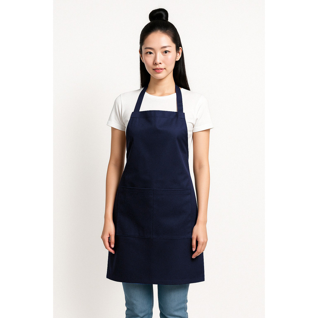 ผ้ากันเปื้อนเต็มตัว แบบคล้องคอปรับเลื่อนได้ กระเป๋าใหญ่แบ่งครึ่ง (ติดซิป/ไม่ติดซิป) สำหรับผู้ใหญ่ | มี 9 สี | ผลิตในไทย - รูปที่ 4