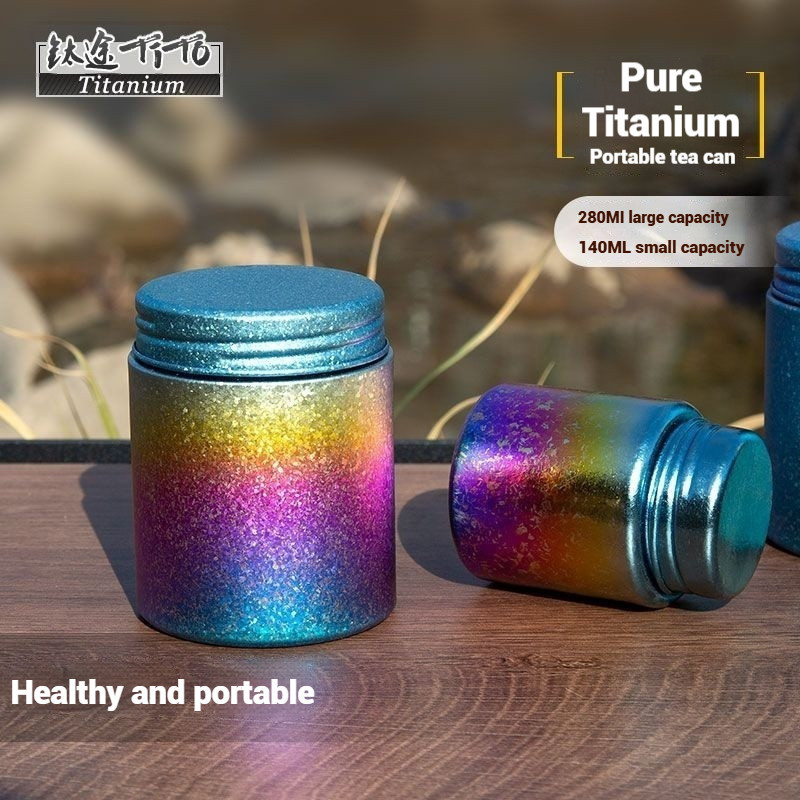 Pure Titanium Tea Sealed Canister Mini Portable Tea Box Outdoor Household Titanium Tea Canister